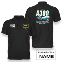 Thumbnail for Airbus A300F4-203 - Cartoon - Double-Side Polo - Black + Name