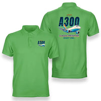 Thumbnail for Airbus A300F4-203 - Cartoon - Double-Side Polo - Light Green