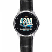 Thumbnail for Airbus A300F4-203 - Cartoon - Leather Strap - Striped Black Leather Strap