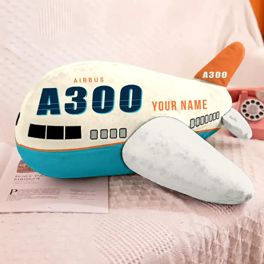 Airbus A300F4-203 - Cartoon + Name - Airplane Pillow