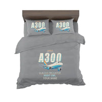 Thumbnail for Airbus A300F4-203 - Cartoon + Name - Bedding Set - Gray