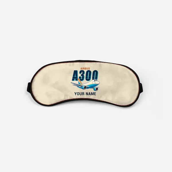 Airbus A300F4-203 - Cartoon + Name - Sleep Mask - Beige