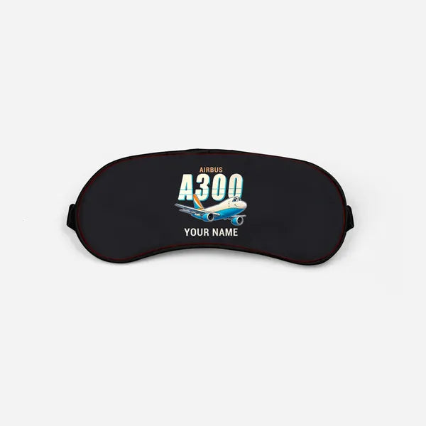 Airbus A300F4-203 - Cartoon + Name - Sleep Mask - Black