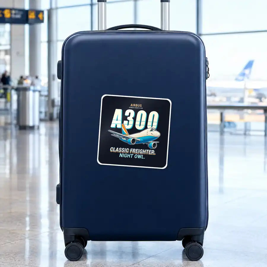 Airbus A300F4-203 - Cartoon - Square Sticker - Suitcase