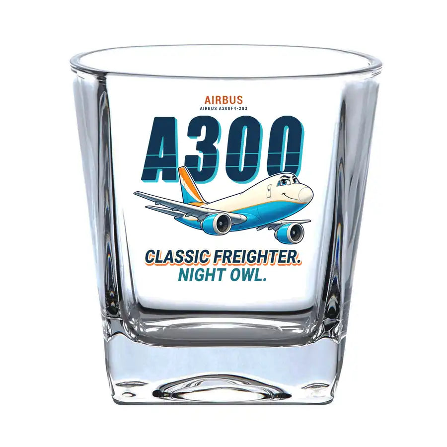Airbus A300F4-203 - Cartoon - Whiskey Glass