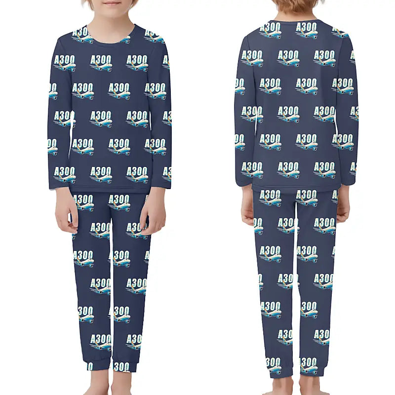 Airbus A300F4-203 - Children Pajamas - Cartoon Pattern - Navy Blue
