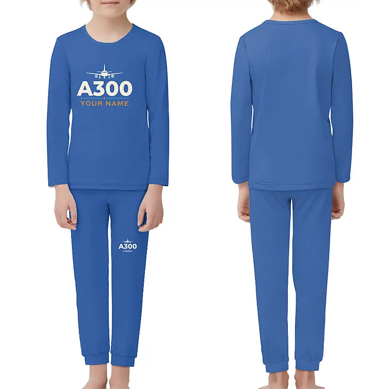 Airbus A300F4-203 - Children Pajamas - Heritage Chest + Name - Blue