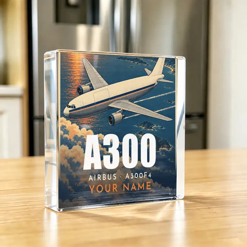 Airbus A300F4-203 - Crystal Ornament - 3D + Name - Kitchen