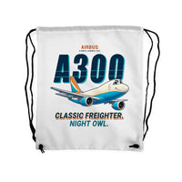 Thumbnail for Airbus A300F4-203 - Drawstring Bag - Cartoon - White