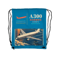 Thumbnail for Airbus A300F4-203 - Drawstring Bag - Classic - Light Blue