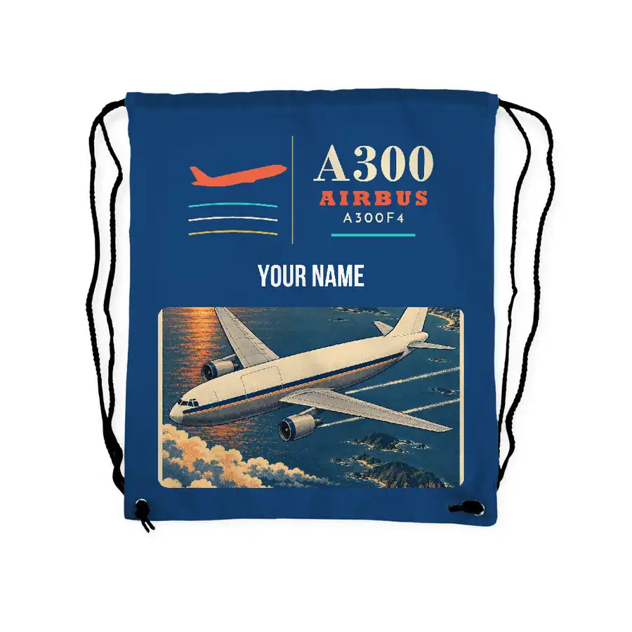 Airbus A300F4-203 - Drawstring Bag - Classic + Name - Blue