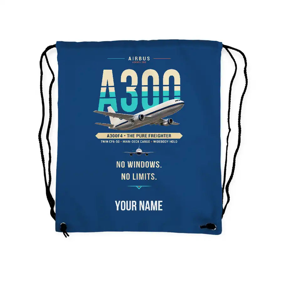 Airbus A300F4-203 - Drawstring Bag - Original + Name - Blue