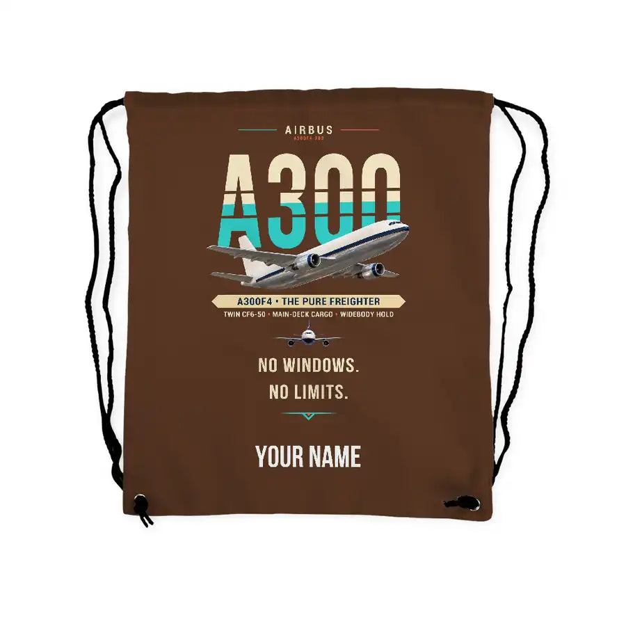 Airbus A300F4-203 - Drawstring Bag - Original + Name - Brown
