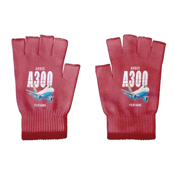 Airbus A300F4-203 - Gloves - Cut - Cartoon + Name - Red