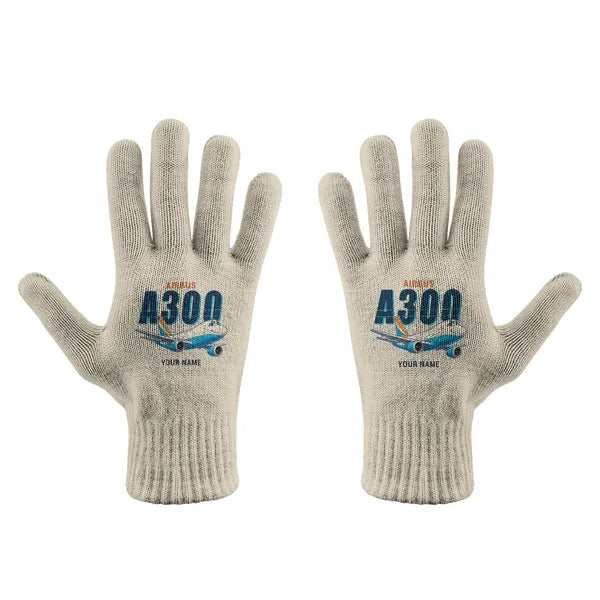 Airbus A300F4-203 - Gloves - Full - Cartoon + Name - Beige