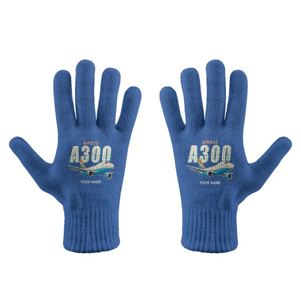 Airbus A300F4-203 - Gloves - Full - Cartoon + Name - Blue