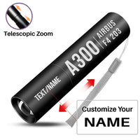 Thumbnail for Airbus A300F4-203 - Mini LED Flashlight - Tag - Black + Name