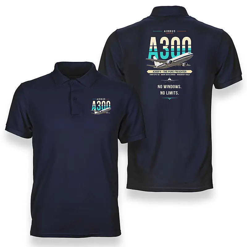 Airbus A300F4-203 - Original - Double-Side Polo - Navy Blue