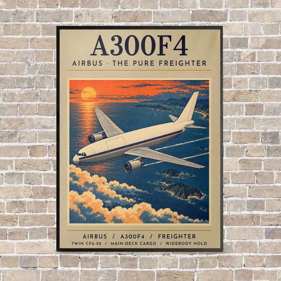 Airbus A300F4-203 - Poster - Canvas Framed - Beige