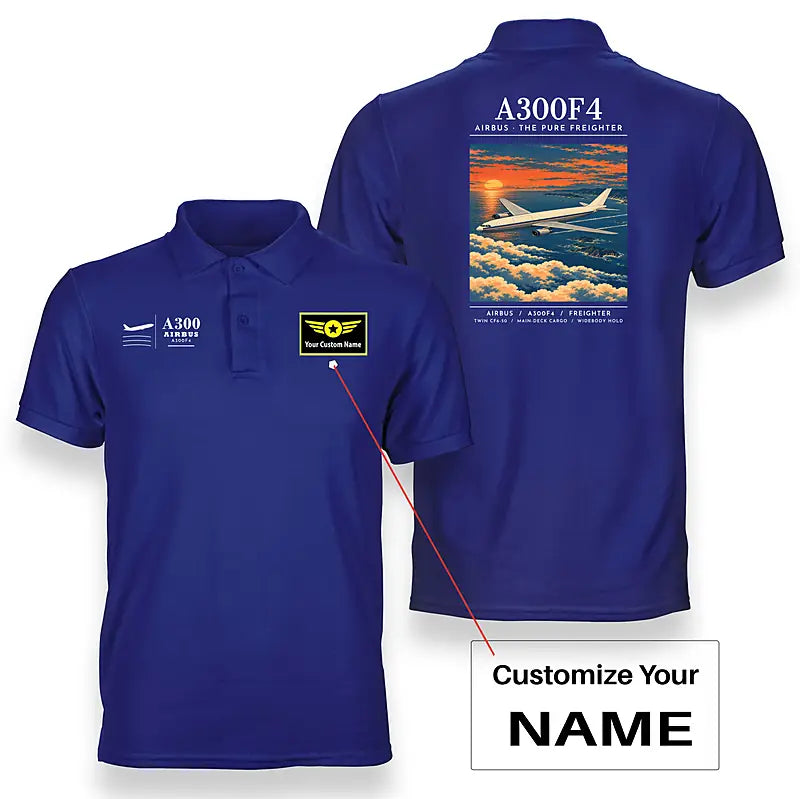 Airbus A300F4-203 - Poster - Double-Side Polo - Blue + Name