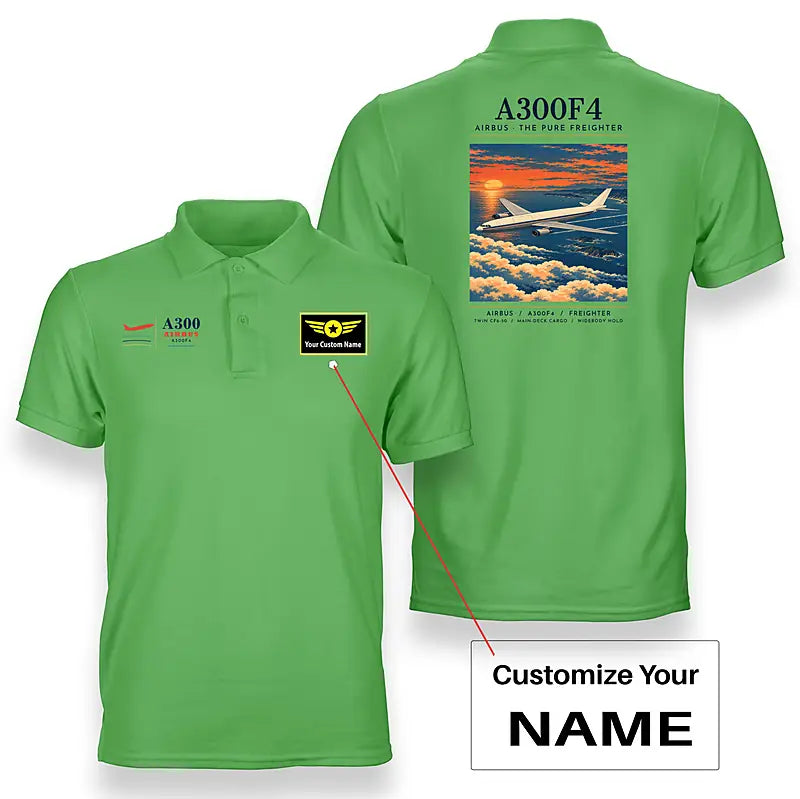 Airbus A300F4-203 - Poster - Double-Side Polo - Light Green + Name