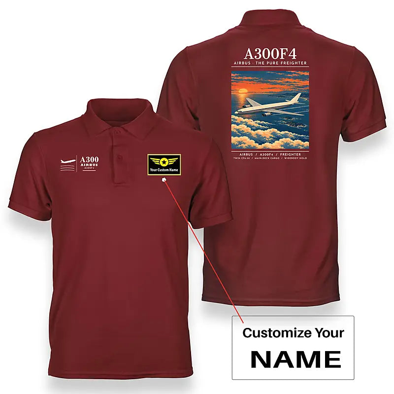 Airbus A300F4-203 - Poster - Double-Side Polo - Red + Name