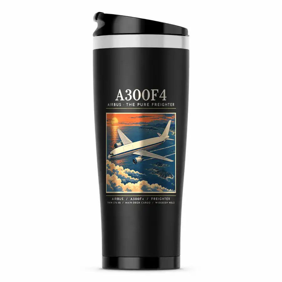Airbus A300F4-203 - Poster - Stainless Steel (No Holder) - Black