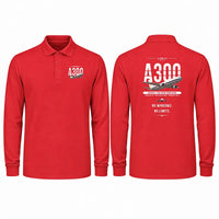 Thumbnail for Airbus A300F4-203 Premium Polo T-Shirts - Original - Long Sleeve - Red