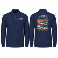 Thumbnail for Airbus A300F4-203 Premium Polo T-Shirts - Poster - Long Sleeve - Dark Blue