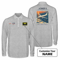 Thumbnail for Airbus A300F4-203 Premium Polo T-Shirts - Poster + Name - Long Sleeve - Gray