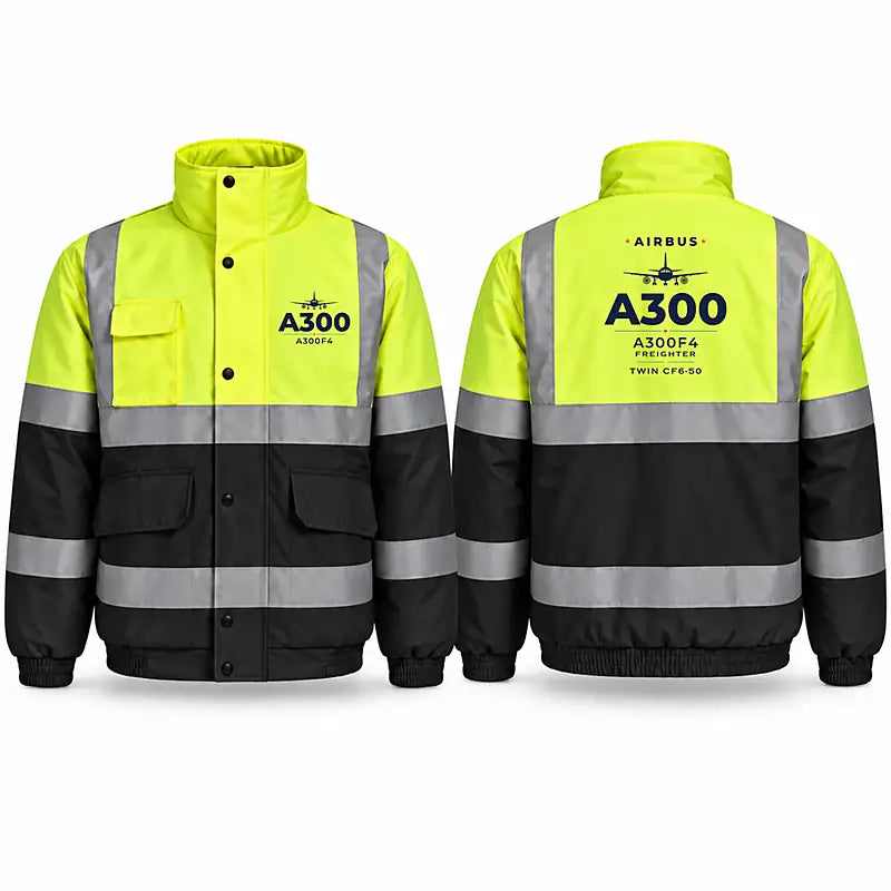 Airbus A300F4-203 Reflective Winter Jackets - Heritage - Fluorescent Yellow & Navy
