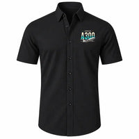 Thumbnail for Airbus A300F4-203 - Short Sleeve Shirt - Original - Black