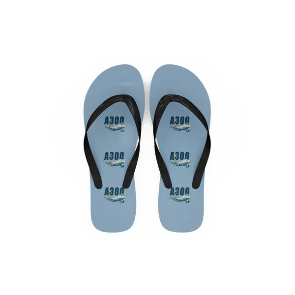 Airbus A300F4-203 - Slippers - Flip Flops - Cartoon Pattern - Light Blue