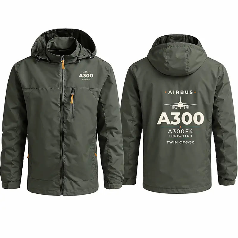 Airbus A300F4-203 Stylish Jackets - Hooded Windbreaker - Heritage - Olive Green