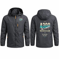 Thumbnail for Airbus A300F4-203 Stylish Jackets - Hooded Windbreaker - Original - Charcoal