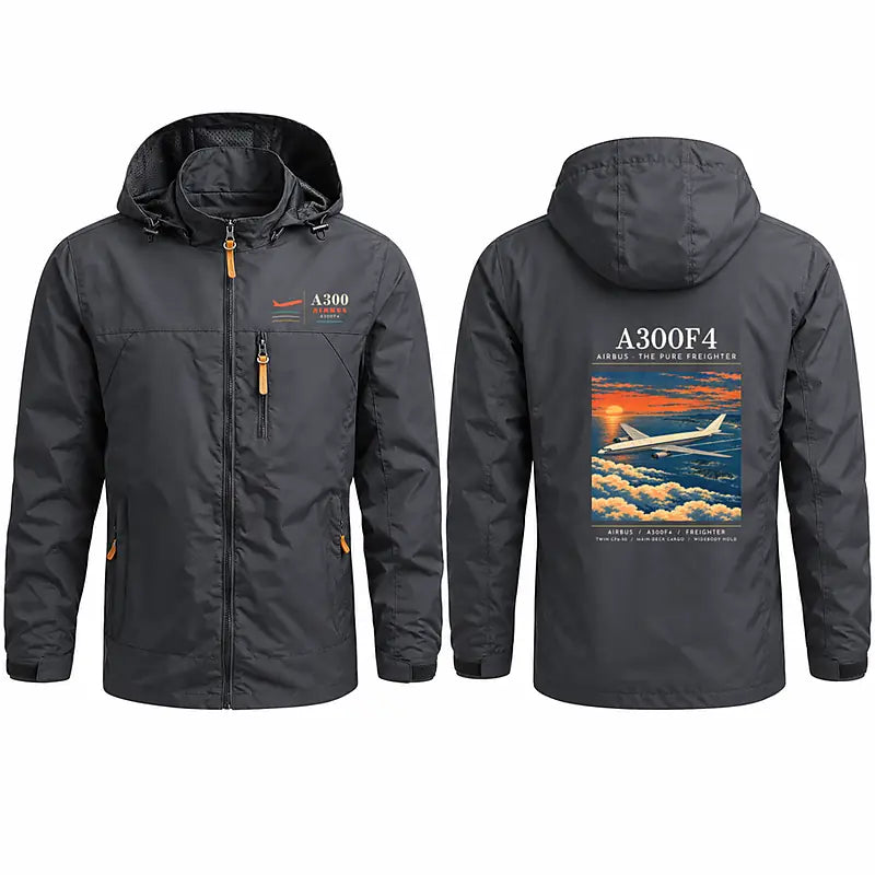 Airbus A300F4-203 Stylish Jackets - Hooded Windbreaker - Poster - Charcoal