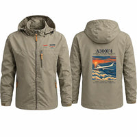 Thumbnail for Airbus A300F4-203 Stylish Jackets - Hooded Windbreaker - Poster - Khaki