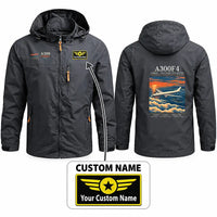 Thumbnail for Airbus A300F4-203 Stylish Jackets - Hooded Windbreaker - Poster + Name - Charcoal