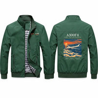 Thumbnail for Airbus A300F4-203 Stylish Jackets - Stand Collar - Poster - Green