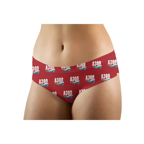 Airbus A300F4-203 - Women Panties - Cartoon Pattern - Red - Front