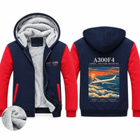 Thumbnail for Airbus A300F4-203 Zipped Sweatshirts - Poster - Navy & Red