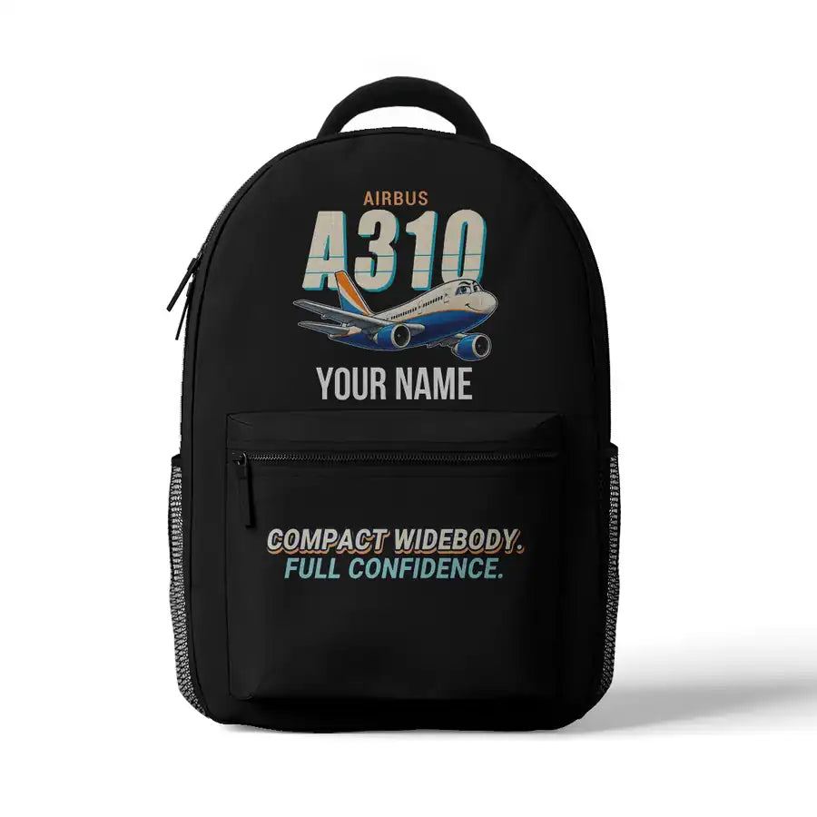 Airbus A310-200 - 3D Backpack - Cartoon + Name - Black
