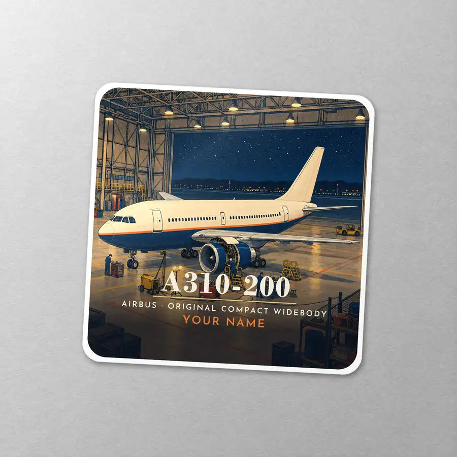 Airbus A310-200 - 3D + Name - Square Sticker - Close-up