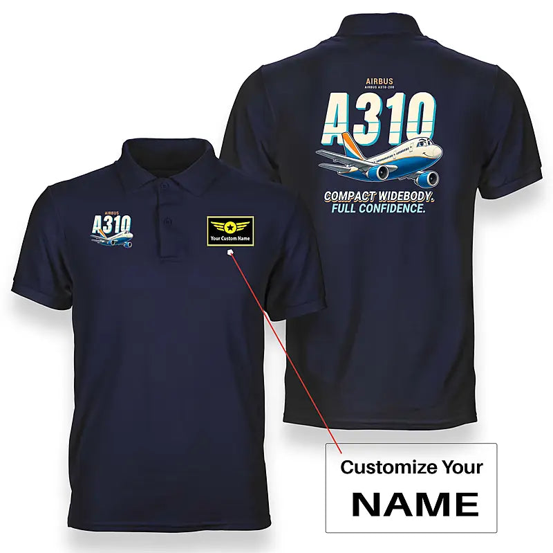 Airbus A310-200 - Cartoon - Double-Side Polo - Navy Blue + Name