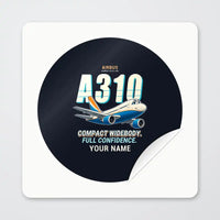 Thumbnail for Airbus A310-200 - Cartoon + Name - Circle Sticker - Peel