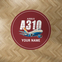 Thumbnail for Airbus A310-200 - Cartoon + Name - Round Carpet - Dark Red