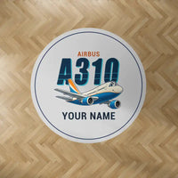 Thumbnail for Airbus A310-200 - Cartoon + Name - Round Carpet - Light Gray