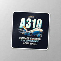 Thumbnail for Airbus A310-200 - Cartoon + Name - Square Sticker - Close-up