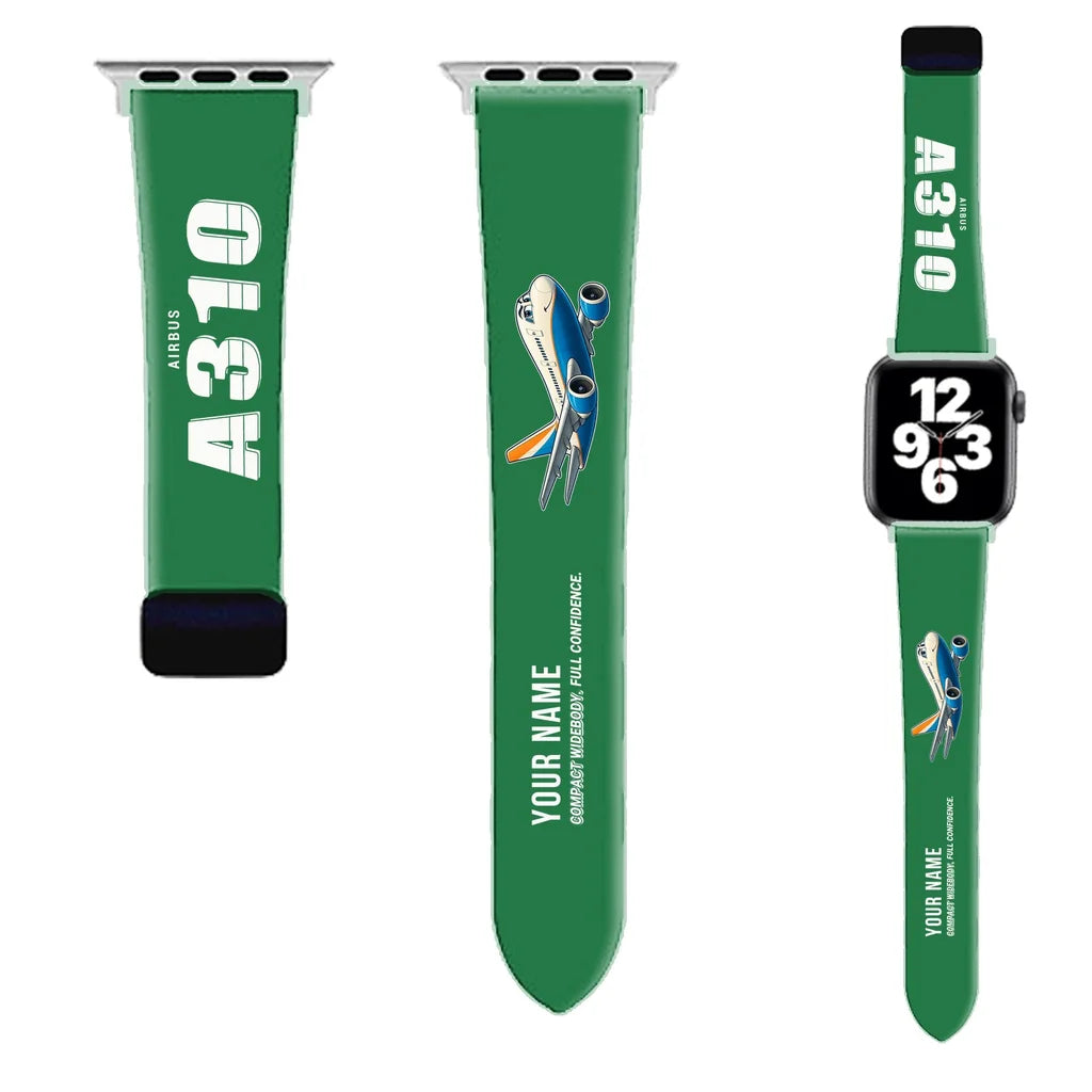 Airbus A310-200 Apple Watch Bands - Green (Magnetic Band) - Cartoon + Name