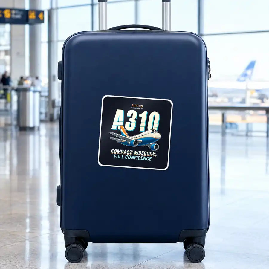Airbus A310-200 - Cartoon - Square Sticker - Suitcase